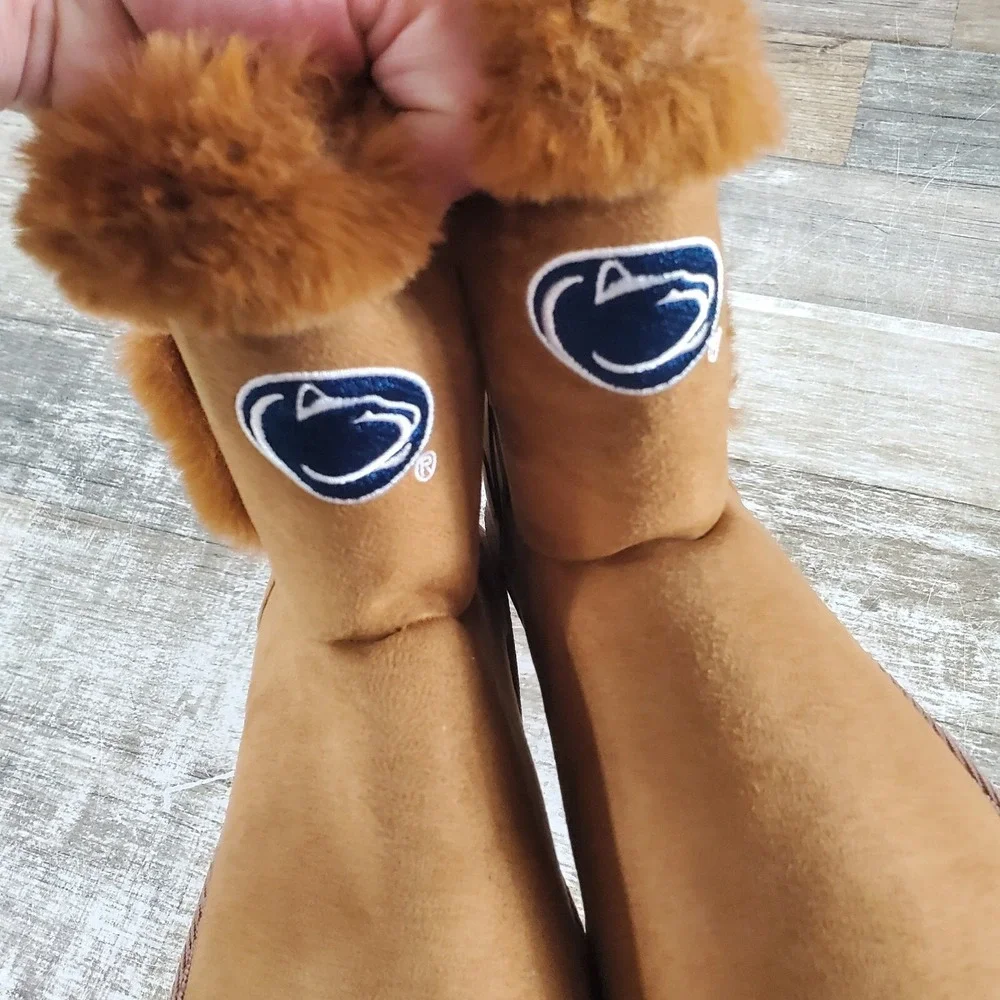 Foco Penn State Nittany Lions Womens Winter Boot Sz 10 Brown Faux Fur Ankle